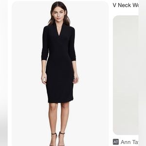 Ann Taylor Black Formal/Work Wear V Neck Long Sleeve Dress